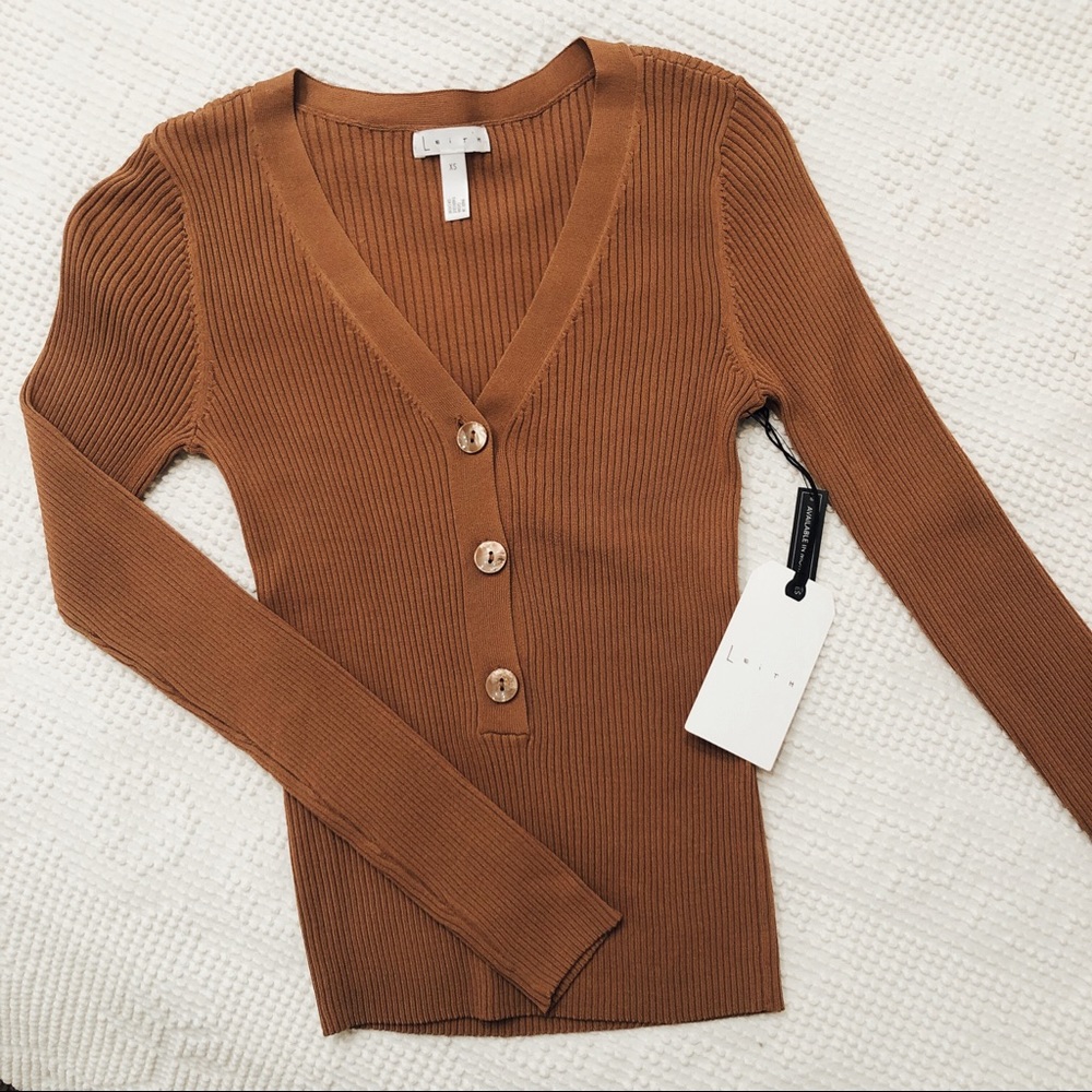 NWT LEITH RIBBED HENLEY TAN DALE